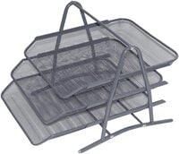 Generic Desk Deposit Tray 3 Layer, A4 Letter Paper Document Wire Mesh Storage Organizer 32X26cm Silver Color
