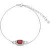 AK Jewels Silver Red Rect Framed Color Stone Bracelet BR0003