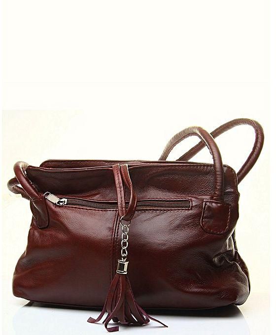 WiiKii Shoulder Leather Bag - Dark Red
