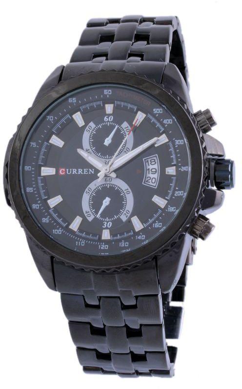 Curren Men's Black Dial Stainless Steel Band Watch [M8082BB]