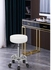 Round Swivel PU Leather Stool with Footrest and Height Adjustment - White Small