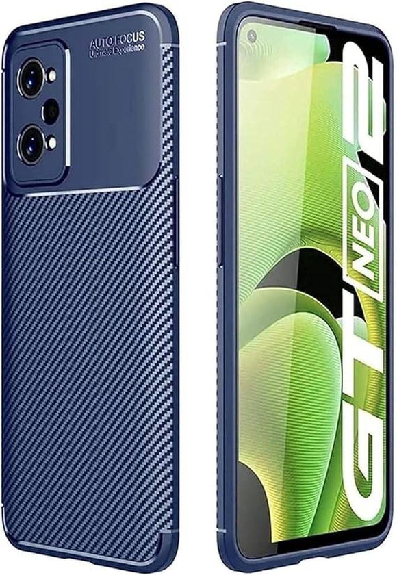 TPU AntiShock Carbon Fiber Case For Realme GT2 / Realme GT Neo 2 / Realme GT Neo2 / Neo2/Realme GT2 case/Realme GT2 Cover/GT Neo 2 case/GT Neo 2 cover/GT Neo2 case/GT Neo2 cover (Blue)