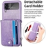 Galaxy Z Flip 4 Wallet Case with Detachable Card Holder,Flip Leather Zipper Wallet Protective Phone Case Cover with Adjustable Cross-Body Strap for Samsung Galaxy Z Flip 4 5G 2022