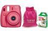 Fujifilm Instax Mini 8 Instant Film Camera Red with Dark Pink Pouch and 10 Film Sheet