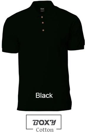 Boxy Classic Cotton Polo Shirts - 6 Sizes (Black)