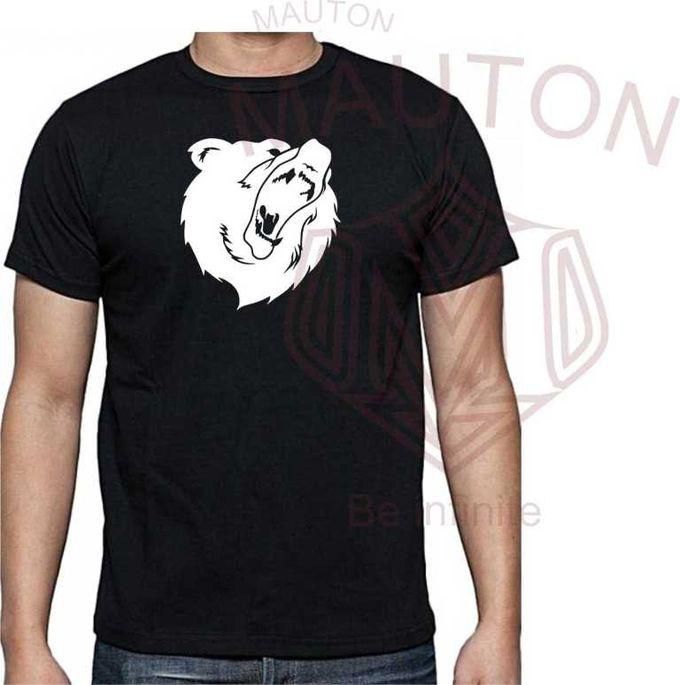 Mauton GROWLING BEAR Printed Shirt-BLACK