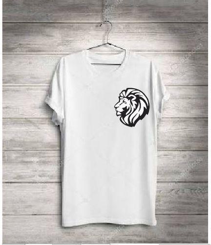 Lion Pocket White Round Neck Polo T-shirt For Men