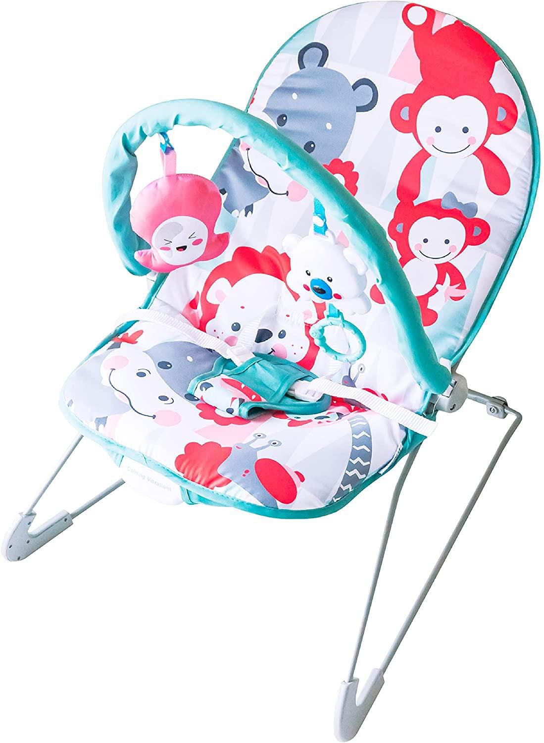 MOON HOP-HOP Baby Bouncer Portable Soothing Seat with Vibration, 3 months above - Pink Color
