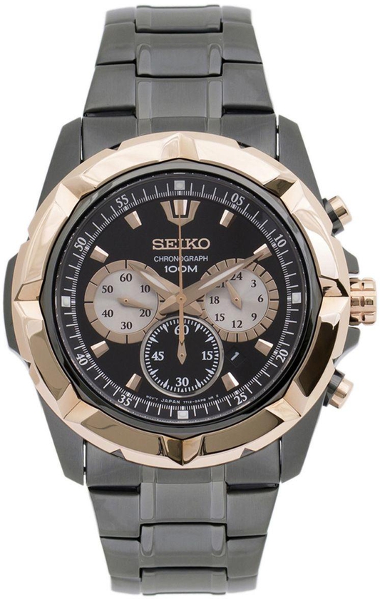 Seiko Gray Stainless Black dial Watch for Men's SRW028P1