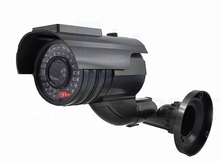 Tomvision - Black colour Solar Powered Emulation Fake Dummy Security Camera with IR Red LED Light Indoor Outdoor Waterproof