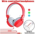 Earphone Cute Headphones Candy Foldable Kids Headset Mic-Red