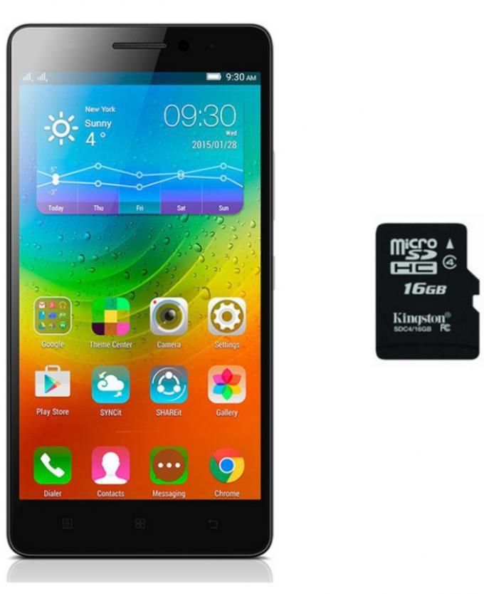 Lenovo A7000 Plus - 5.5" - 4G Dual SIM Mobile Phone - Black + Kingston 16GB Class 4 MicroSD Memory Card