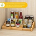 Exrp Spice Rack Kitchen Cabinet Organizer- 3 Tier Bamboo Expandable Display Shelf