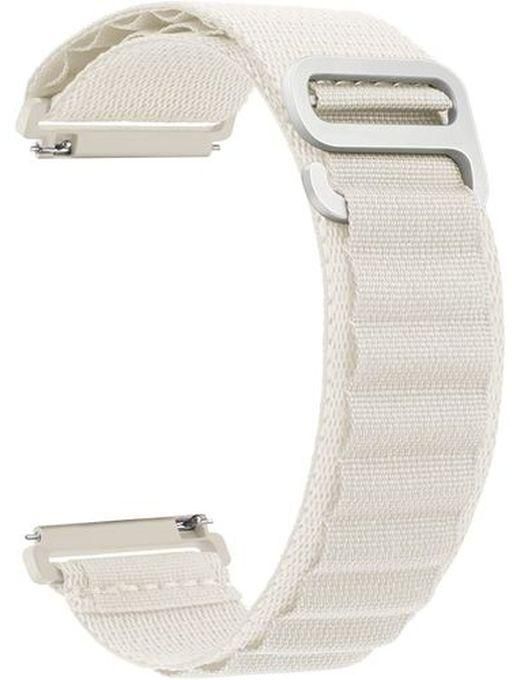 Alpine Loop 22mm Compatible With Samsung Galaxy Watch 3 45 / Watch 46 / Gear S3 , Durable Sport Nylon Strap With Titanium G Hook White Colour