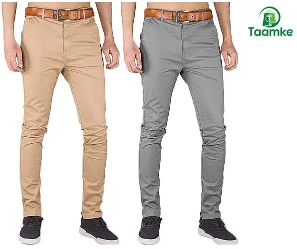 Fashion 2 Soft Khaki Men's Trouser Stretch Slim Fit Casual- Beige &Grey