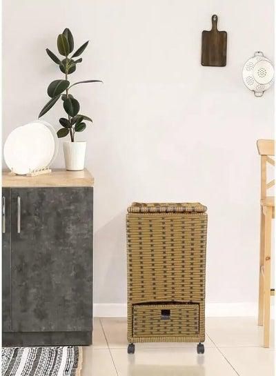 Rattan laundry basket, size 70*40 cm - for storing, organising and collecting clothes, laundry basket, laundry basket (beige)