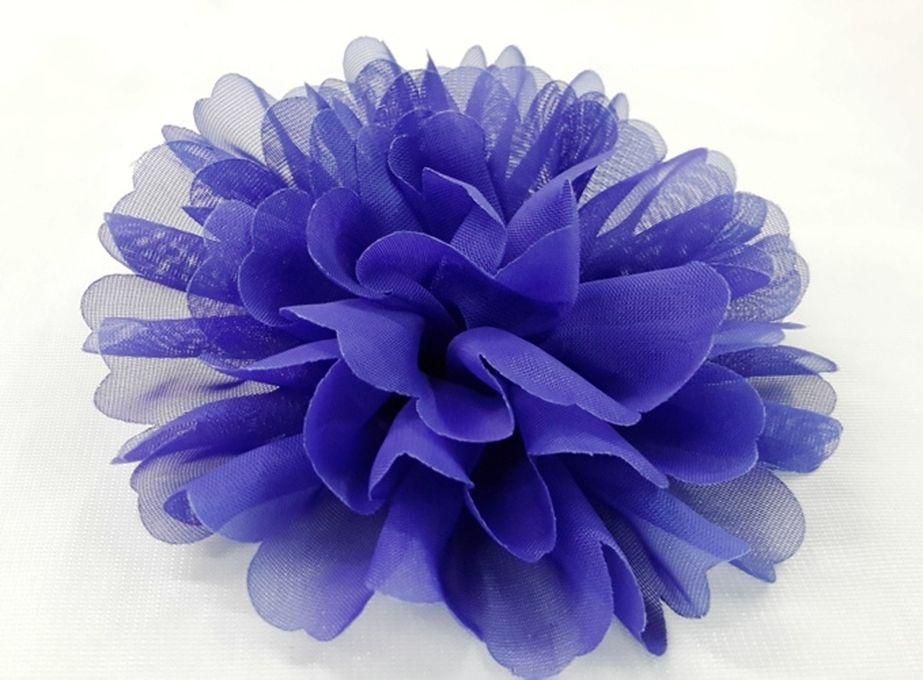 Fashion Blue Royal Chiffon Fabric Flower Hair/Dress Clip