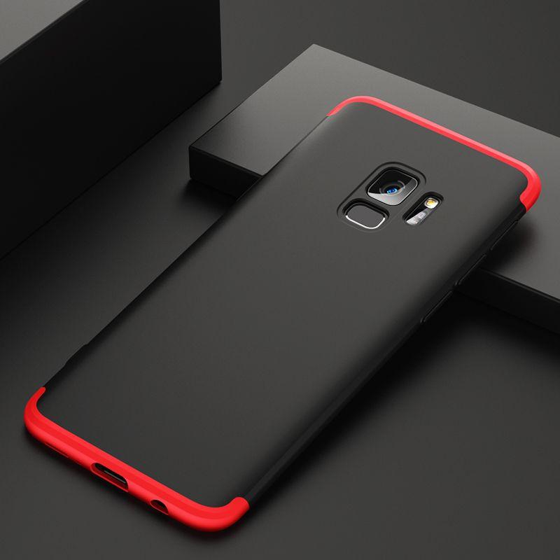 Samsung Galaxy S9 plus Case. Creative Scrub 3-in-1 Mobile Phone Set 360 360 Full Protection Cover Case -red black