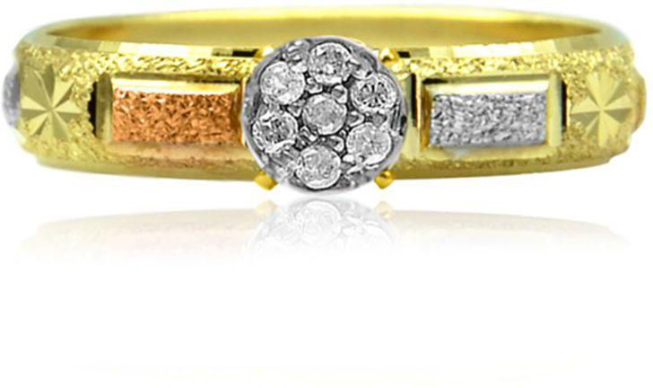18 Karat Solid 3 Tone Gold 0.07 Carat Genuine Diamonds Solitaire Ring