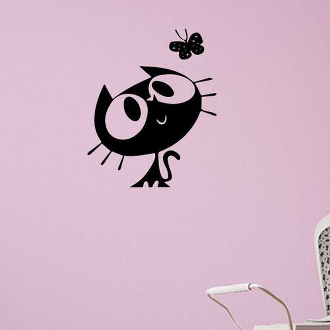 Decorative Wall Sticker - Cat And Butterfly