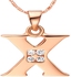X Letter 18k Rose Gold Plated Necklace with Austrian crystals