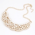 Women Pearl Hollow Gold Choker Bib Collar Statement Necklace