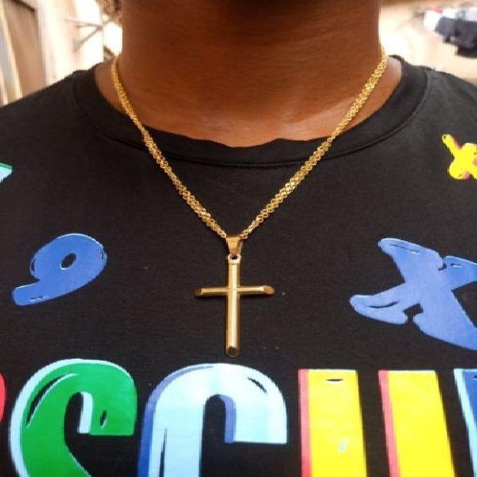 Cuban Link Chain With Cross Pendant Gold