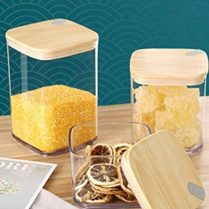 Glass Storage Jars [Set Of 3], Clear Glass Food Storage Containers