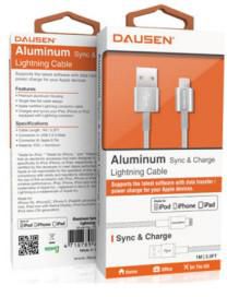 Dausen Aluminum Sync & Charge Lightning Cable, Gold
