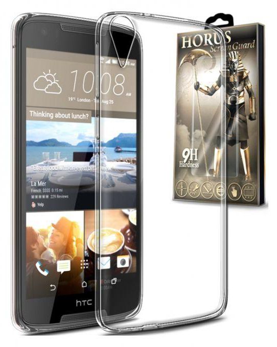 Horus Silicone Cover For HTC Desire 828 - Clear + Horus Glass Screen Protector