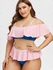 Plus Size Cold Shoulder Ruffled High Rise Two Piece Swimsuit - L