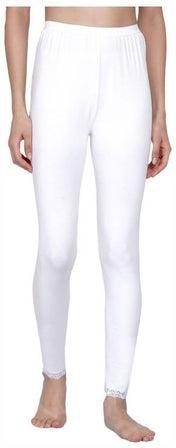 High Waist Ultra Soft Tummy Support Stretchy Leggings With Lace White