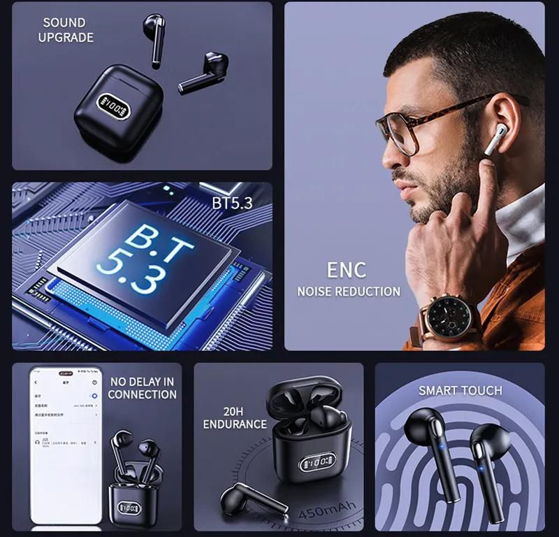 Bluetooth headset sport earphone Bluetooth Chip 5.3 ENC intelligent noise reduction HiFi HD sound quality Intelligent touch control ultra-long life battery