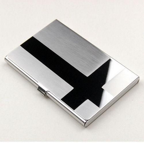 Aluminium Slim Thin Business Card Case Credit Card Holder Card Box-Silver