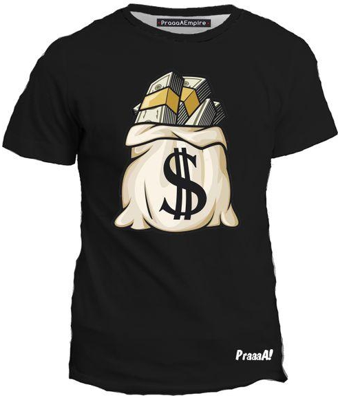 Praaaaempire Black Tshirt With Money Bag