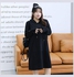 Solid Pattern Hooded Midi Dress Black