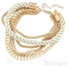 Gold Color Chain Braided Rope Bracelet White 170mm