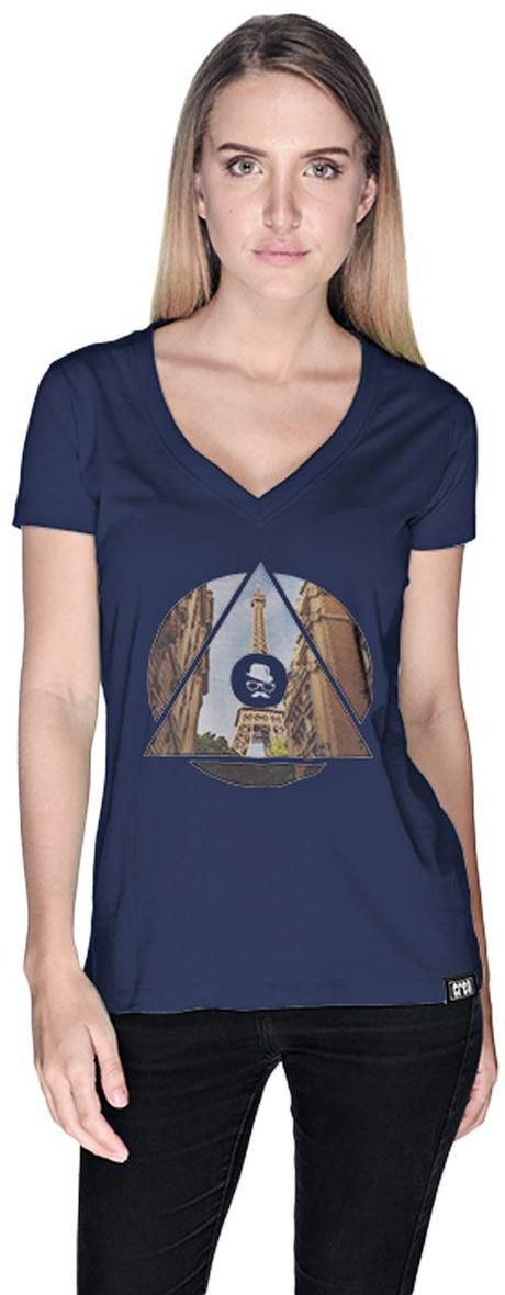 Creo Paris T-Shirt for Women - S, Navy Blue