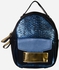 Variety Leather Snake Embossed Backpack - Blue