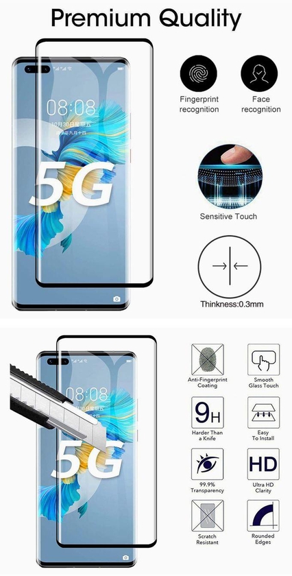 Huawei Mate 40 Pro Full Cover Glass Screen Protector - Clear