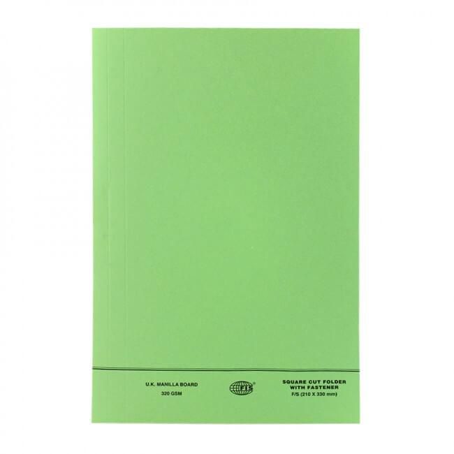 Square Cut Folder FS W/O Fastener 10/pack, Green