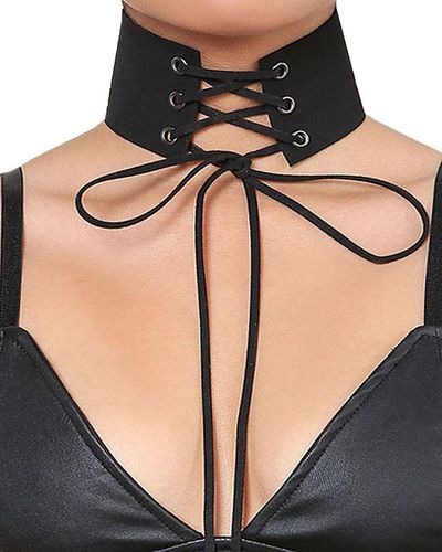 Maestro Makeover Lace-Up Choker Necklace In Black