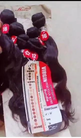 6 Remi virgin human hair bundles (weaves) 12", 14" 16" respectively Natural human hair colour