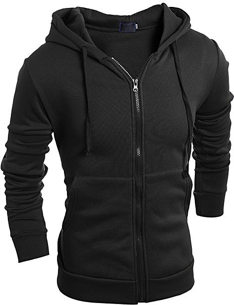 Generic Men's solid color Black Hood Hoodies fashion sweatshirt M-2XL