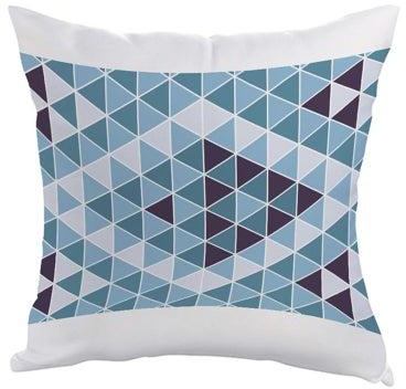 Geometric Form Printed Cushion Cover Blue/White 40x40centimeter