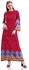 Long Bell Sleeve Round Neckline Ethnic Maxi Dress - Size: M