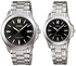 Casio His & Her Black Dial Stainless Steel Band Couple Watch [MTP/LTP-1215A-1A2]