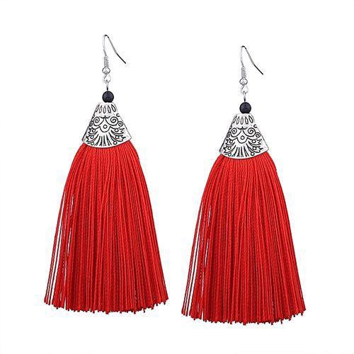 Fashion Tassel Earrings - Red