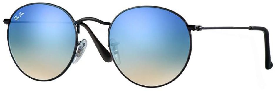 Ray-Ban Round Gradient Flash Blue 50-21 Black Sunglasses - RB3447-002/4O