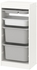 TROFAST تشكيلة تخزين مع صناديق/صينية - أبيض رمادي/أبيض ‎46x30x94 سم‏